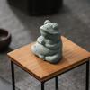 Green Sandstone Meditation Frog Ornament Sitting Frog Figurine Statue Animal Sculpture Indoor Outdoor Aquarium Water Garden Decoration