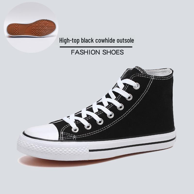 Men's 2023 High-Top Canvas Sneakers: Trendy Korean Style Couple's Casual Shoes