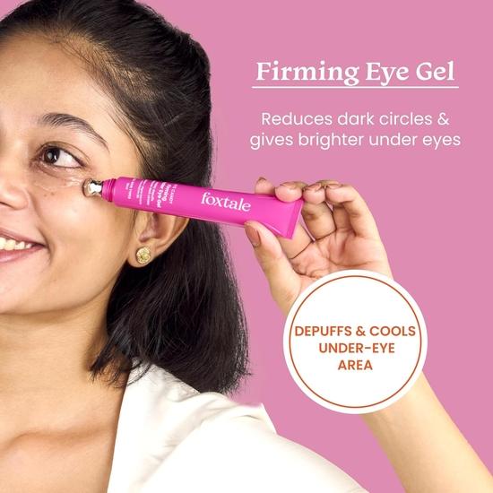 Укрепляющий гель для кожи вокруг глаз Foxtale Firming Eye Gel для уменьшения темных кругов, отечности и тонких линий | Охлаждение и уход за кожей вокруг глаз с пептидами, водорослями и провитамином B5 | Унисекс - 20 мл