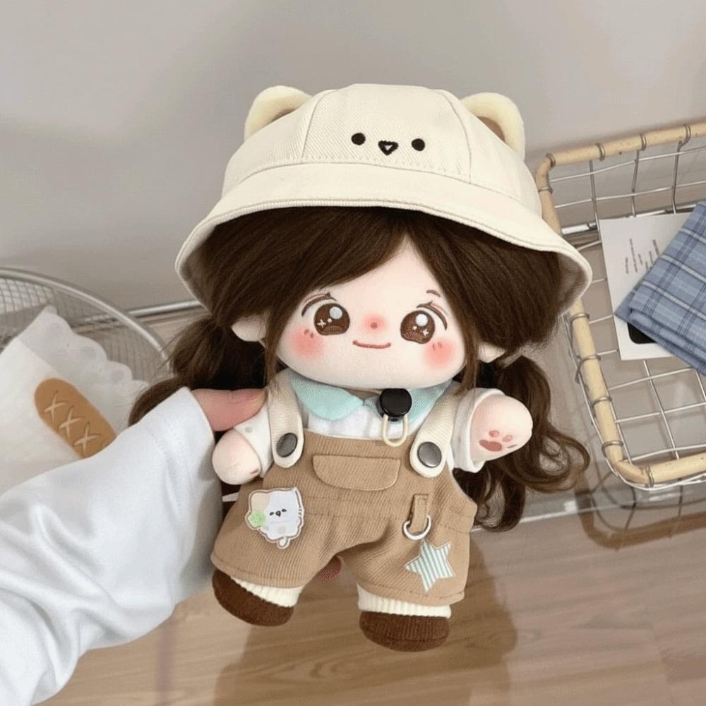 1 set Bear Hat 20cm Cotton Doll Clothes Cartoon Overalls Plush Doll Clothes Doll Accessories