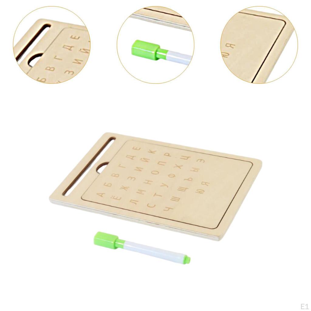 Деревянная доска для прописи букв Инструмент для практики письма Русский алфавит для обучения письму