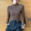 Autumn and Winter Elegant Half-high Collar Modal Base Shirt Women's Autumn Fleece-lined Women's Slim-fit Long-sleeved High Collar Inner Top