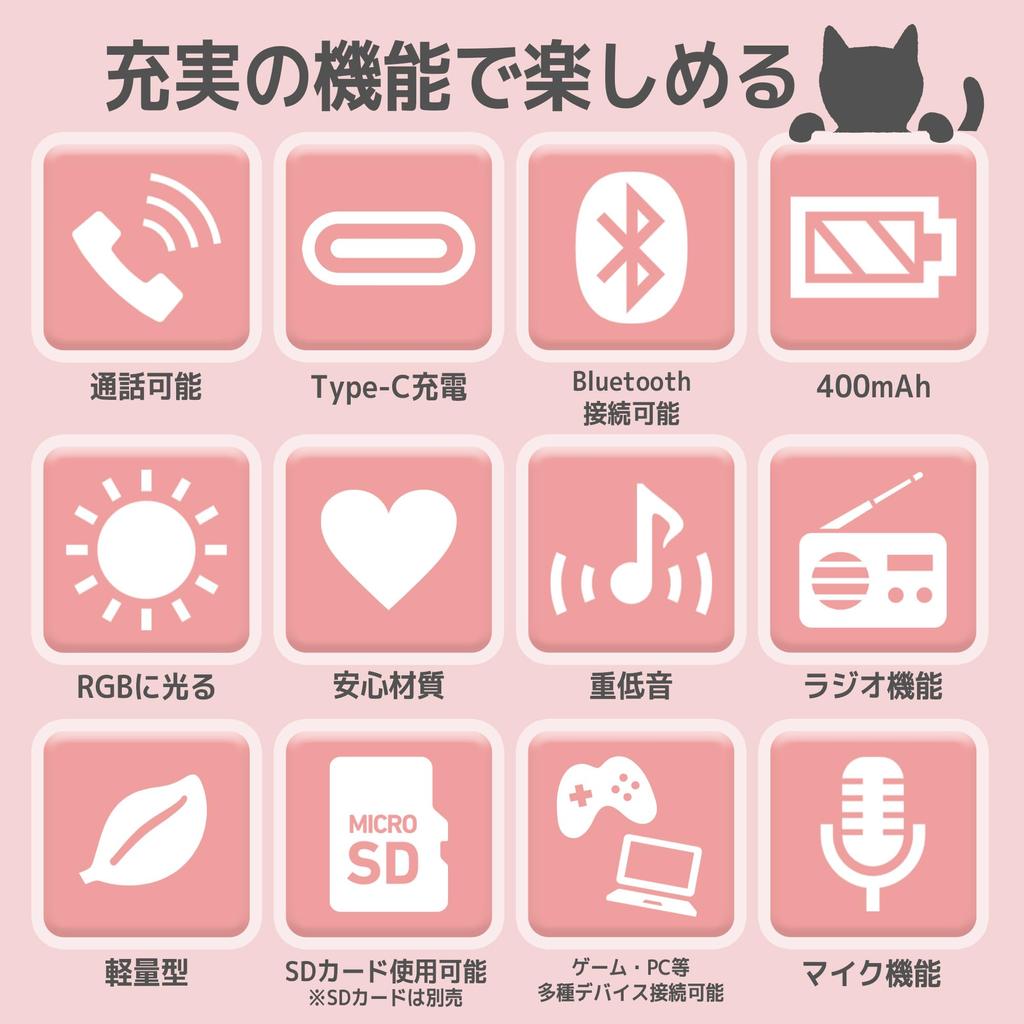 Беспроводные наушники-кошачьи ушки, синие, Bluetooth, беспроводные, со светодиодной подсветкой, симпатичный, сверкающий, радужного цвета, микрофон, японское руководство по эксплуатации, в комплекте, складные и