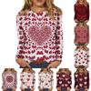 Women's Casual Fashion Sexy Comfortable Valentine's Day Printed Round Neck Long Sleeve Top