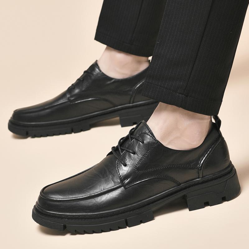 High Quality Genuine Leather Shoes Men Flats Fashion Men's Casual Shoes Brand Man Soft Comfortable Lace Up Black Business Formal Shoes