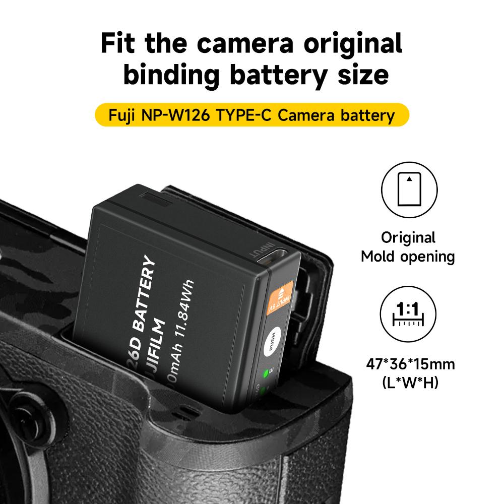 PALO Аккумулятор NP-W126 Type-C емкостью 1600 мАч с индикаторной лампочкой для Fujifilm Fuji X-Pro1 XPro1 X-T1 XT1 X-T2 X-E2 X-E3 X-T10 X-T20 X-M1 HS30EXR HS33EXR