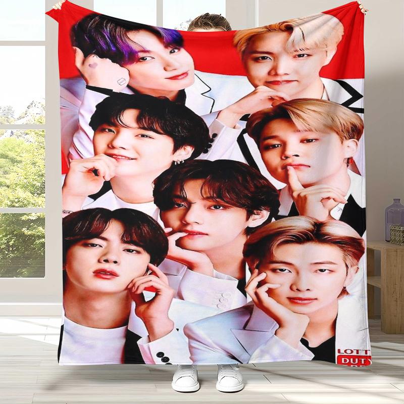 Модное фланелевое одеяло B-BTS Kpop, ультрамягкий теплый плюшевый плед для дома, спальни, кровати, дивана, офиса, кемпинга, пикника, подарок