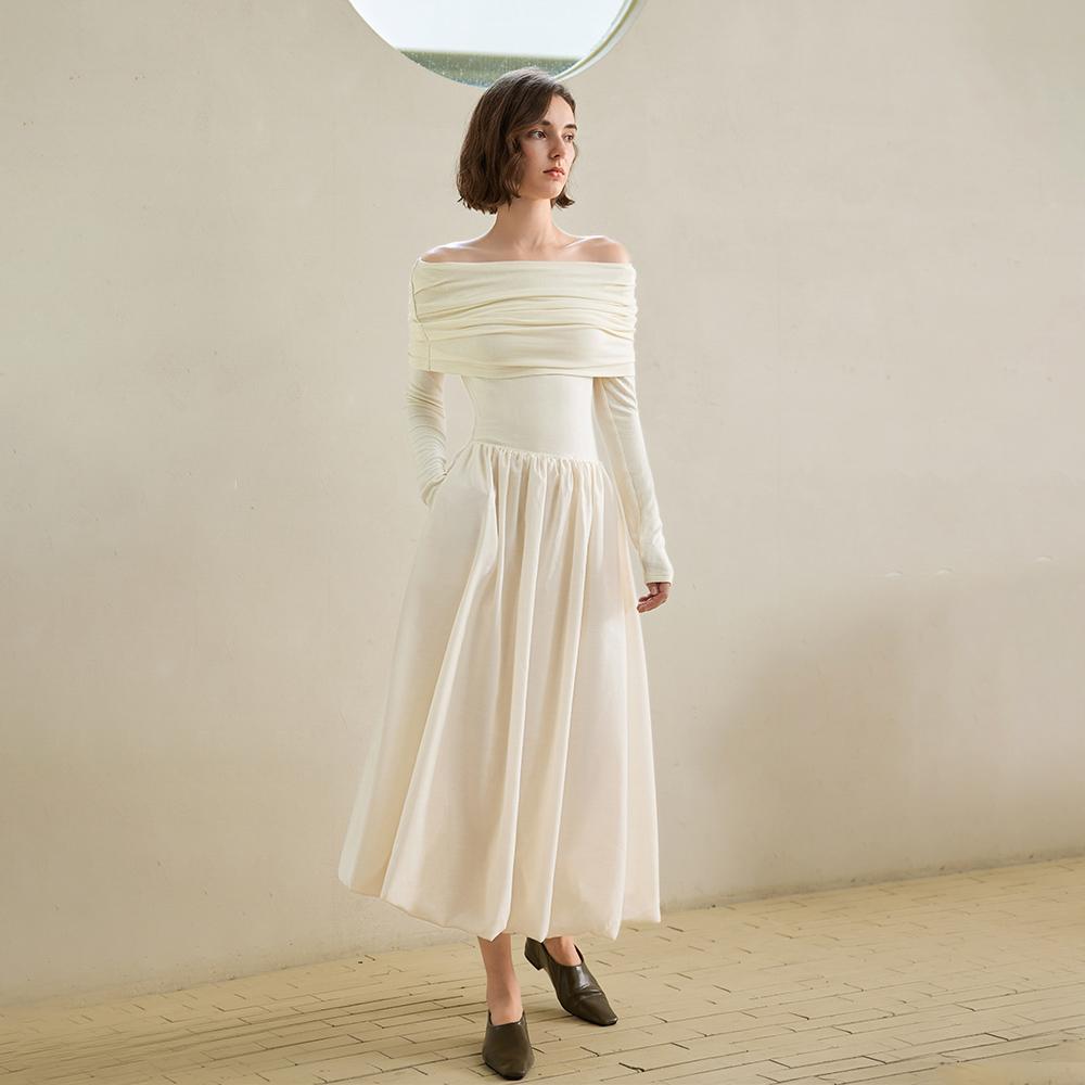 Waiwaiaiem Yy_Temperament Pleated Solid Color Dress