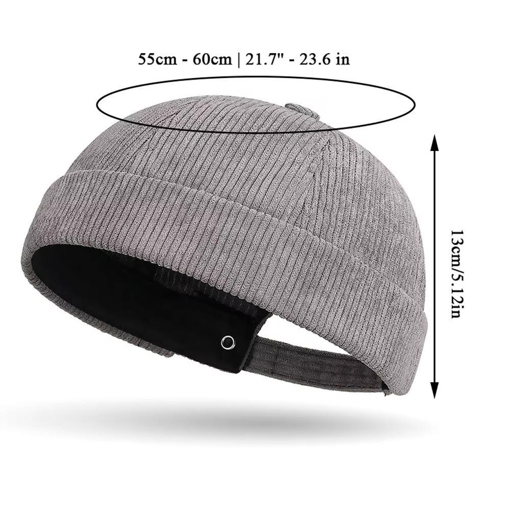 Retro Corduroy Brimless Cap Streetwear Landlord Hat Vintage Beanie Docker Caps Men Women