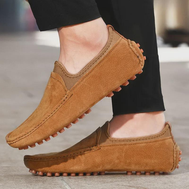 Весенние модные мужские туфли без застежек в британском стиле — однотонные, простые, повседневные, большого размера, корейская мода.