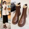 Fashion Leather Snow Boots for Women  New Waterproof Warm Plush Woman Shoes Punk Style Elegant Comfortable Cotton Booties