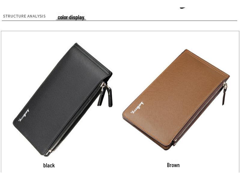 Мужской длинный кошелек Baellerry: Европейский и американский стиль, узор в виде креста, держатель для нескольких карт, дизайн на молнии.