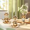 Набор из 3 золотых фигурок лягушек для йоги Современная гостиная Письменный стол Стол Домашний офис Книжная полка Украшение Статуэтка животного Смоляные украшения
