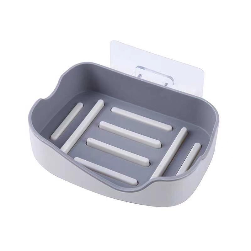 1 Single Layer Detachable Drain Soap Box Wall-Mounted Seamless Punch-Free Storage Bathroom Bath Accessories Storage Supplies