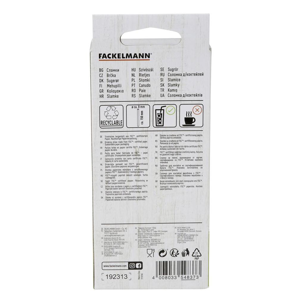 Коробка из 50 коричневых жестких бумажных трубочек 15 см Fackelmann Nature ref. 54837