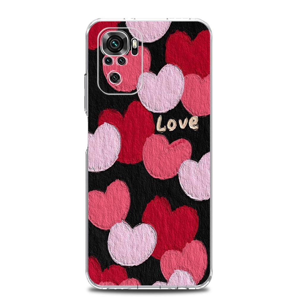 Чехол для телефона Xiaomi Redmi Note 13 12 5G 9S 9 8 10 11 Pro Plus 4G 9T 13C 12C10C 9C 9A 7 Прозрачный чехол любовь цветок Искусство