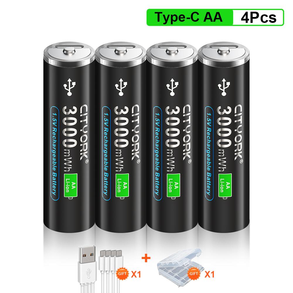 Cityork 1,5 В USB литий-ионные аккумуляторы типа AA+AAA AAA 1200 мВтч AA 3000 мВт литиевая батарея 1,5 В AA AAA с USB-кабелем
