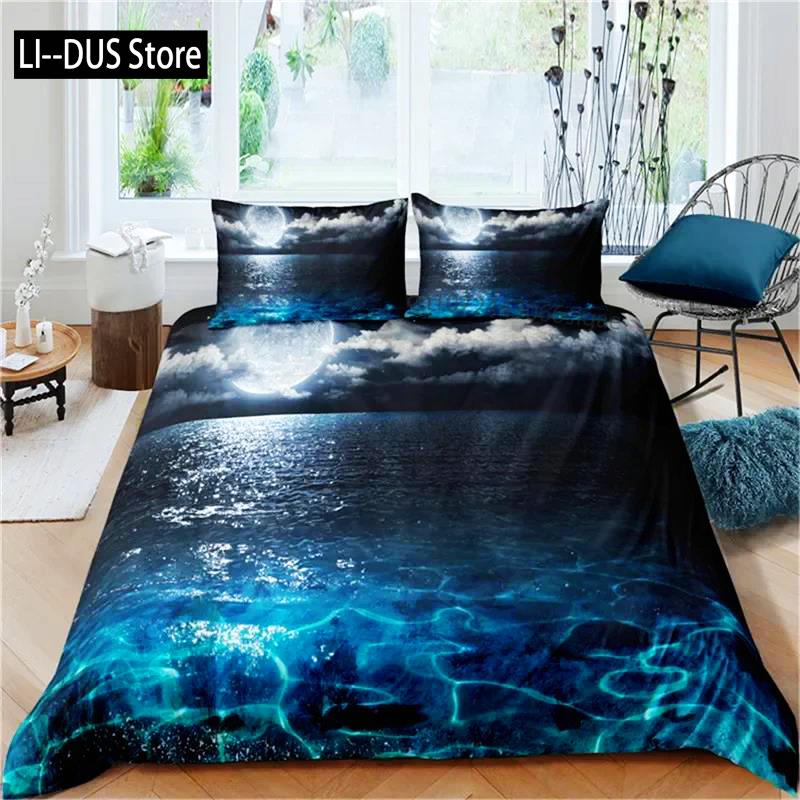 3D Постельное белье с океанскими волнами размера «Квин» Мягкий летний комплект пододеяльника с гавайским тропическим принтом Наволочки
