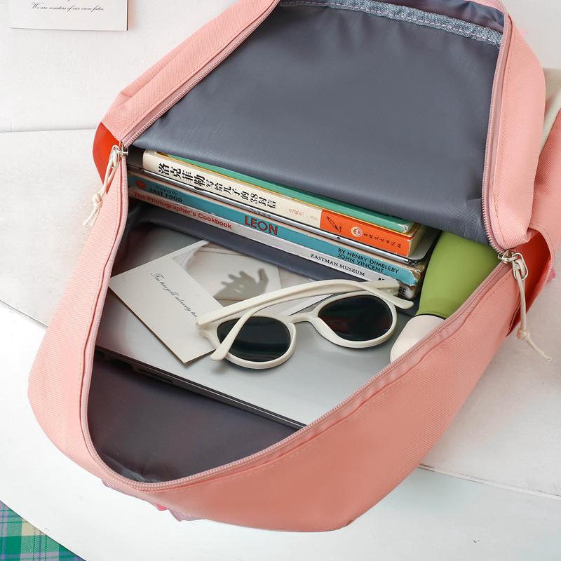 Новый школьный рюкзак для ученицы начальной школы для девочек, легкий, большой вместимости, рюкзак для кампуса для ученицы средней школы, набор из четырех предметов