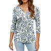 Women's T Shirt Tee Print Button 3/4 Sleeve Daily Weekend Fashion Basic V Neck Regular Top
