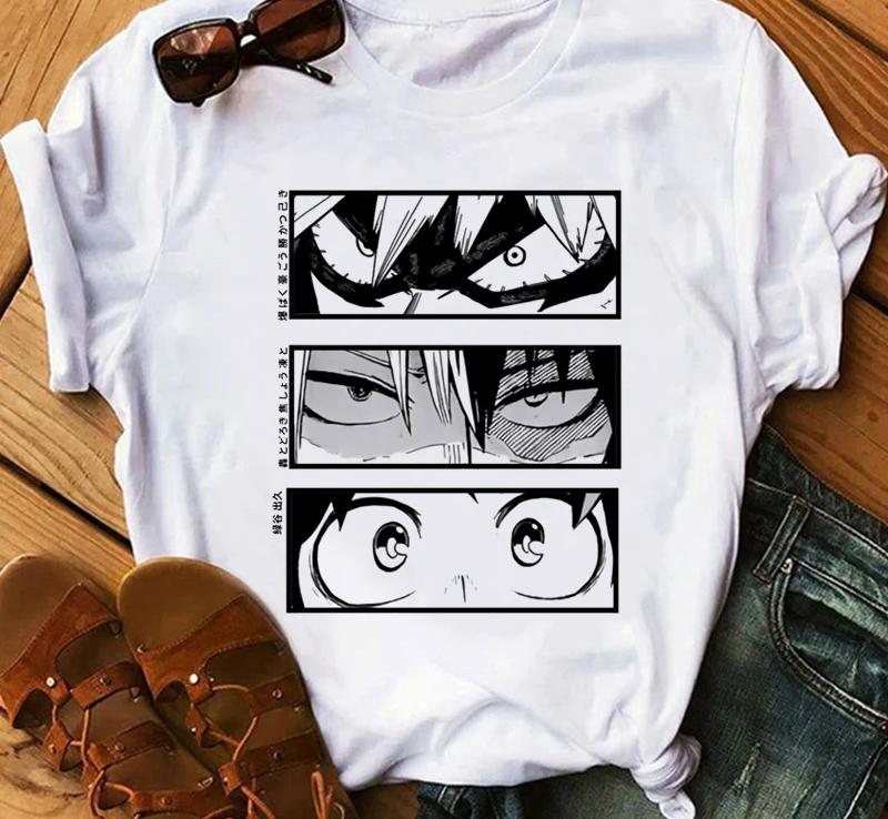 Japanese Anime My Hero Academia Graphic Print T Shirt Fashion Casual Crew Neck Short Sleeve Plus Size T Shirt Unisex