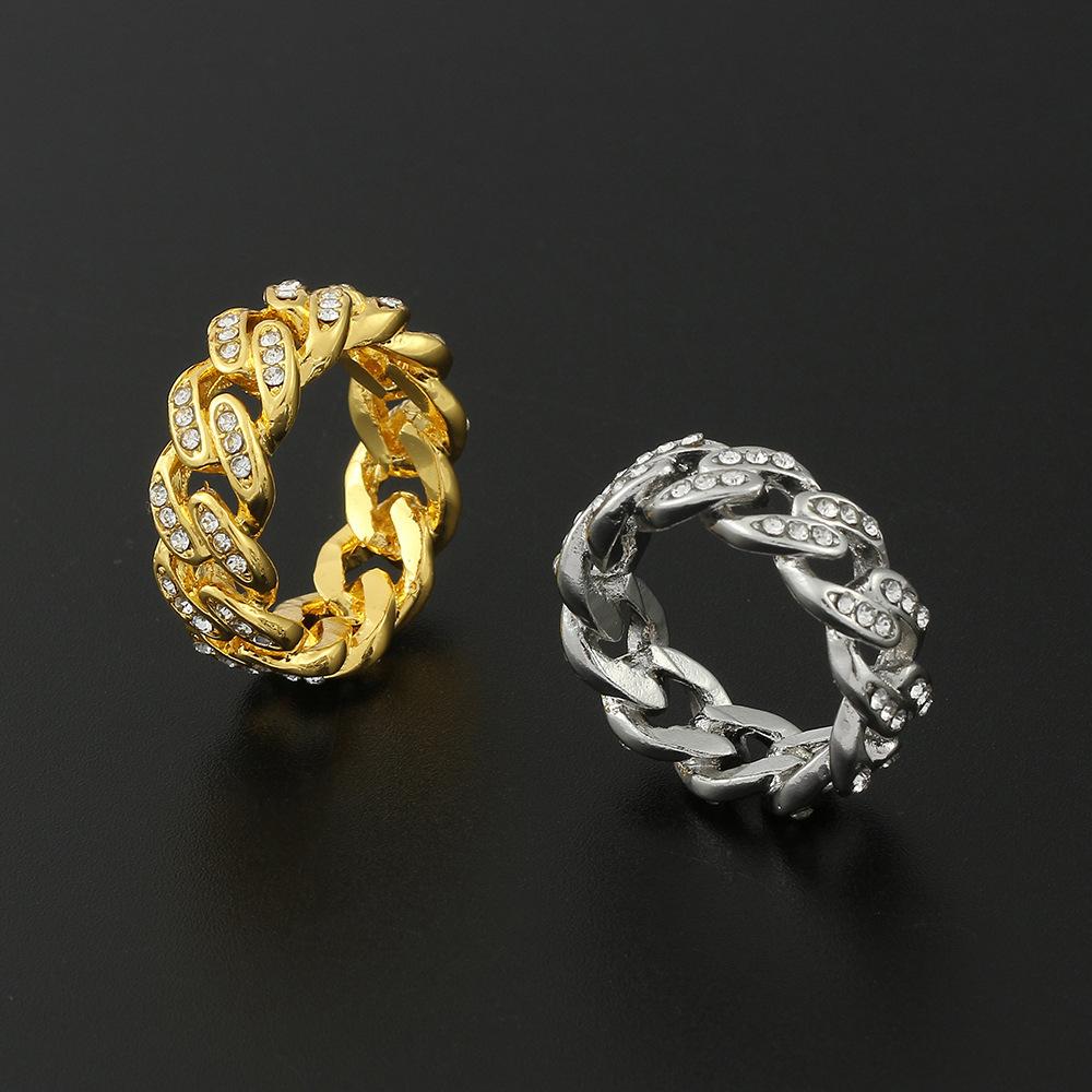 European and American Fashion Micro-embedded Hip-hop Cuban Ring Hip-hop Closed Ring Ring Fashion