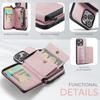 Magnetic Zipper Wallet Leather Case for iPhone 15 Pro Max 16 Pro 14 Plus 13 12 Mini 11 Xs Max X XR 7 8 SE3 Detachable Card Cover