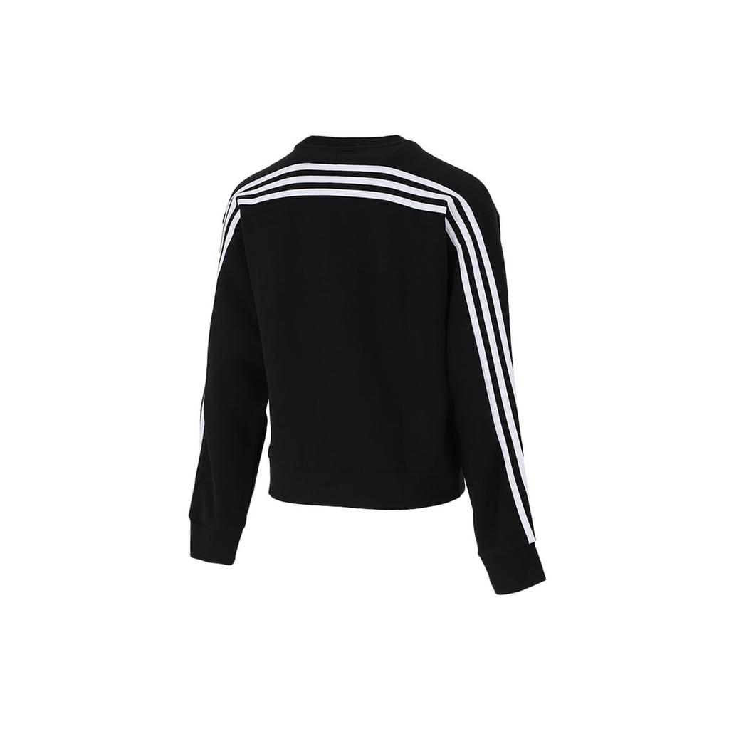 Adidas Полосатый спортивный свитер с круглым вырезом для женщин, топы, черный H57308
