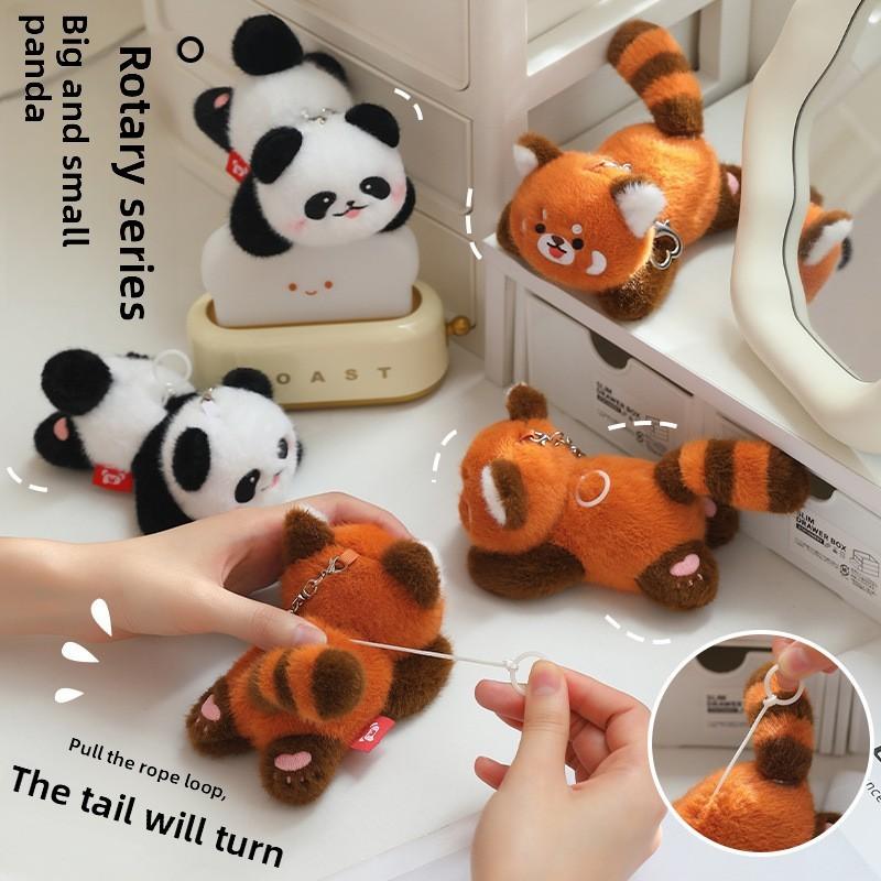 Плюшевый вращающийся брелок-панда, подвеска для рюкзака, подарок для пары, короткий плюшевый декор