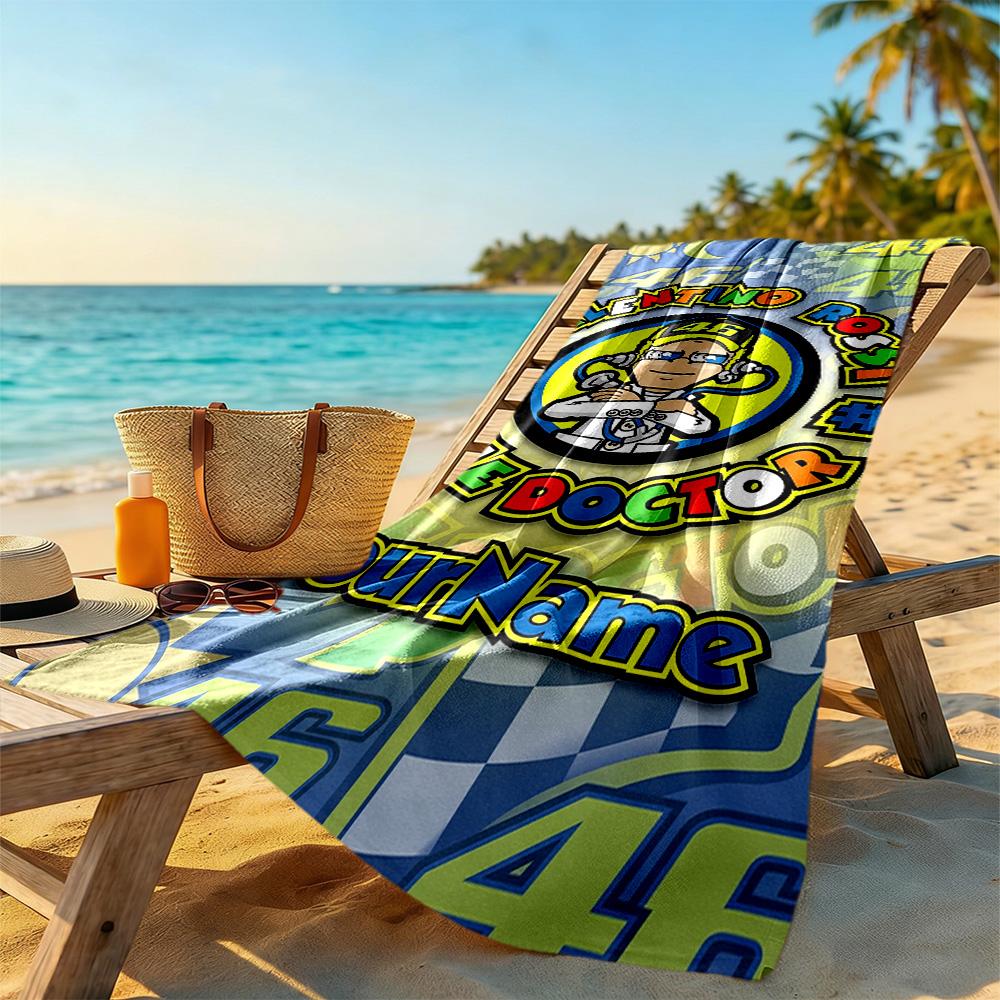 Doctor46 Personalized Text Beach Towel Super Soft Microfiber Quickdry Fabric