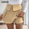 Женские летние повседневные шорты на молнии с завышенной талией и складками
