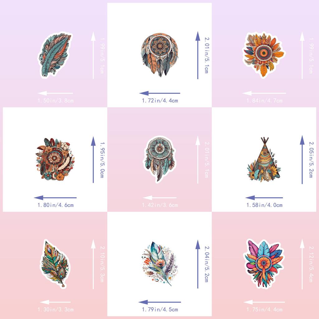 50 Bohemian Stickers Retro Exotic Classical PVC Suitcase Laptop Decorative Stickers