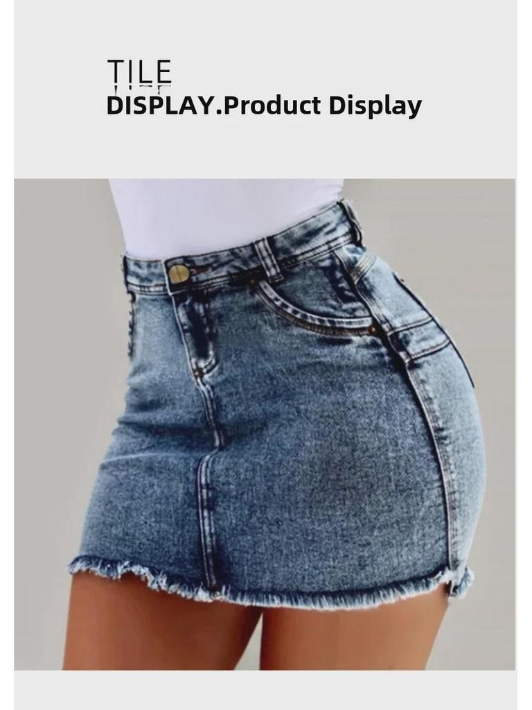 Летняя сексуальная женская джинсовая юбка 2024 года — цельный дизайн на бедрах