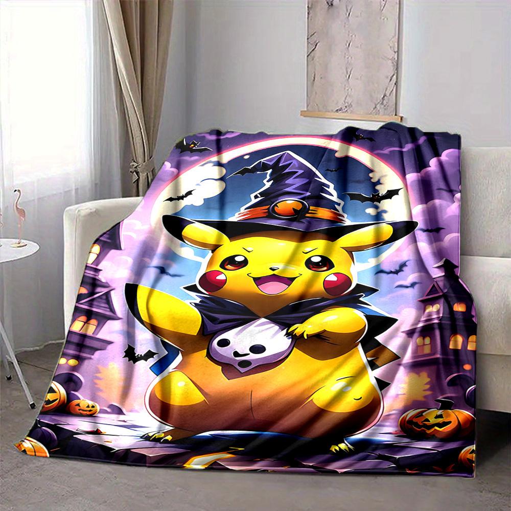1pc Halloween Pikachu Blanket Soft All Season Throw with Vibrant Design, Perfect for Home, Travel, and Gifts, Ideal for Naps and Camping