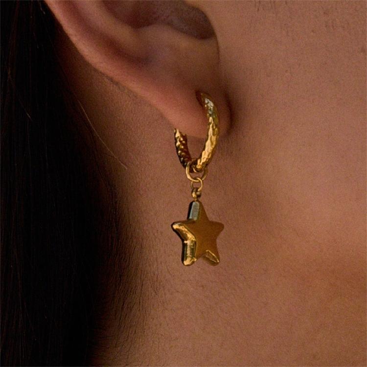 Современные серьги-подвески из нержавеющей стали, асимметричный дизайн со звездой и луной, имитация украшения