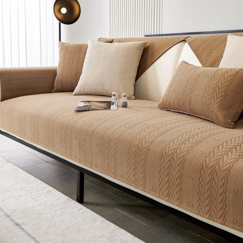 Современная простая диванная подушка Four Seasons, универсальный стиль, крутой стиль, зеленый чехол для дивана из синели, нескользящий однотонный чехол для седла