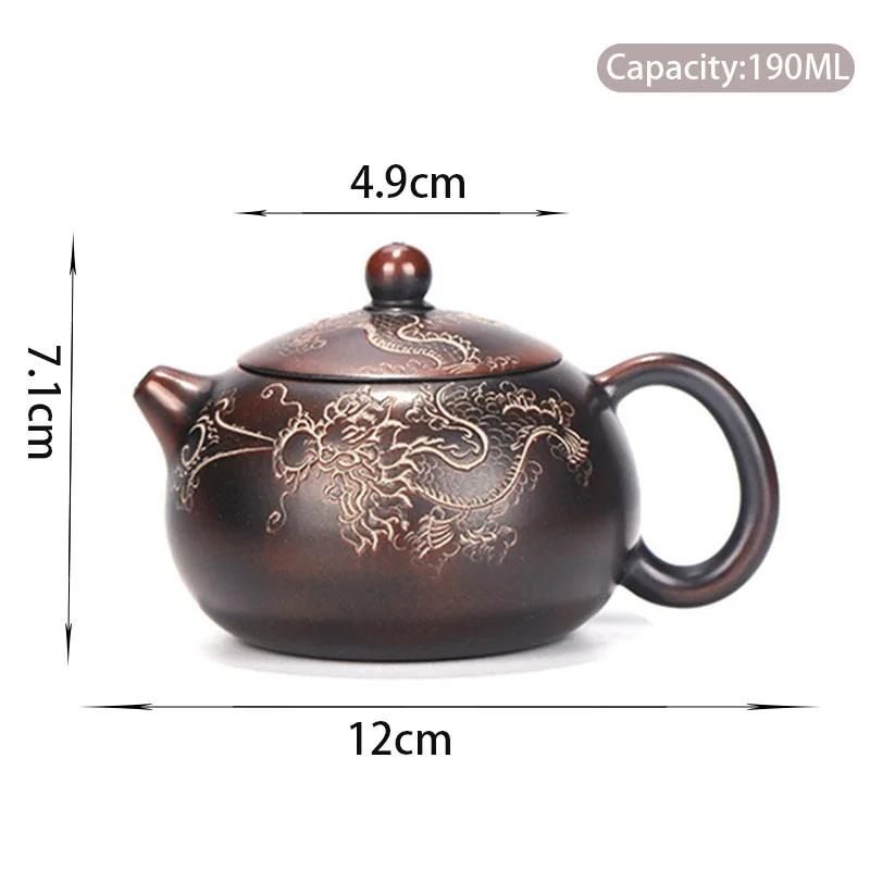 190 мл антикварный фильтр для заваривания в печи, подлинный исинский фиолетовый глиняный чайник с рисунком дракона, чайник Xishi, бытовая посуда для питья