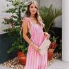 2025 Summer New Women's Clothing New Sleeveless Suspender Dress Striped Long Dress
