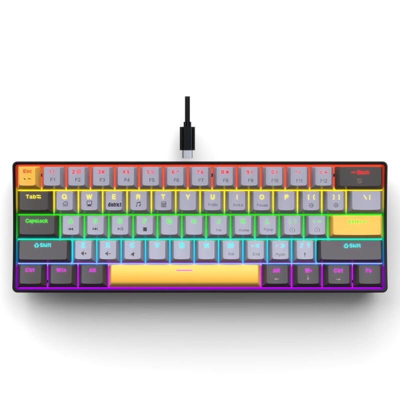Игровая механическая клавиатура Yunguoguo K33 с 61 клавишей и RGB-подсветкой