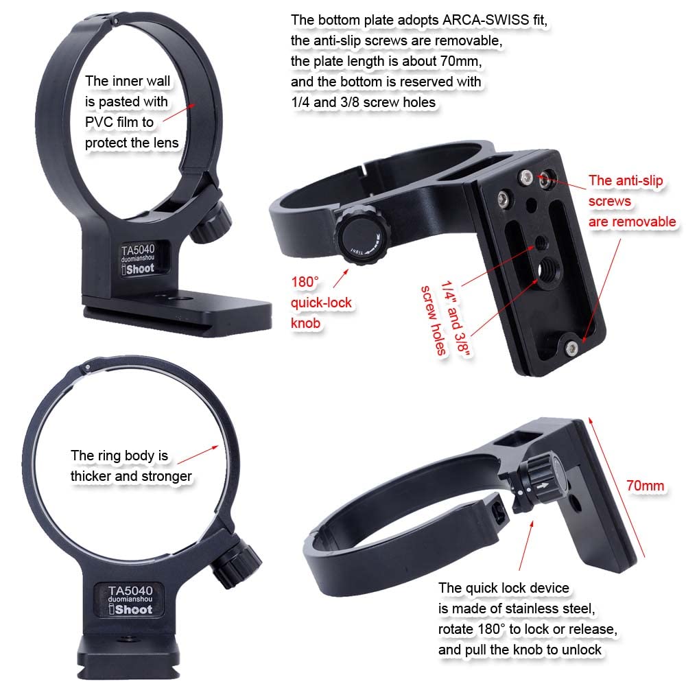 Tripod Mount Lens Support Lens Bracket Tripod Tripod Mount Compatible with Tamron Di III VXD with Quick Release Plate At the Bottom with Screw