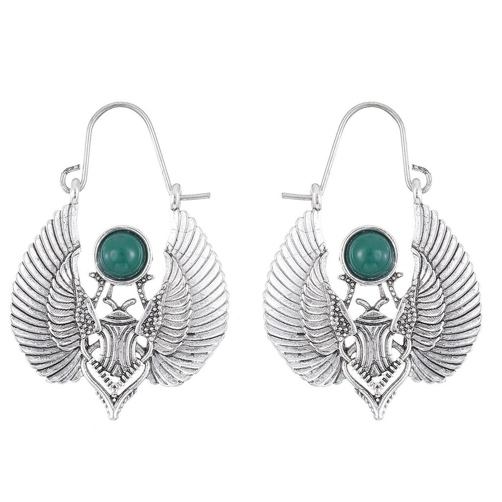 Egyptian-Inspired Sacred Moth Wing Dangle Earrings - Tribal Boho Style for Women