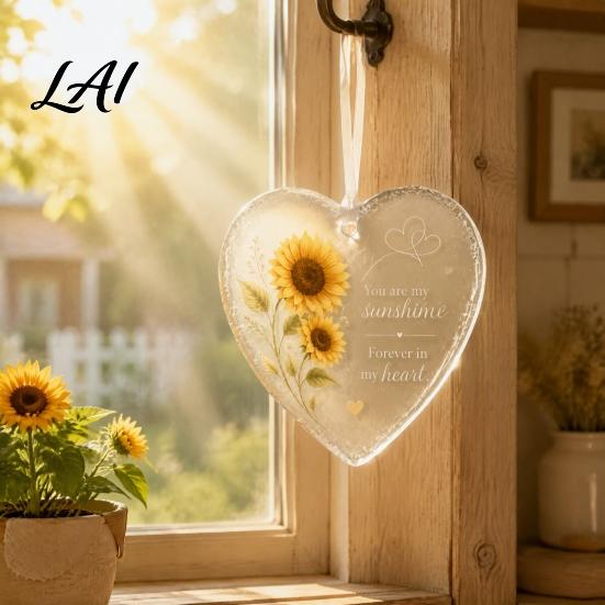 Sympathy Present for Friends Acrylic Heart Shape Ornament with Animal Pattern & Emotional Message Decorative Pendant Hanging Rope Gifts Loss