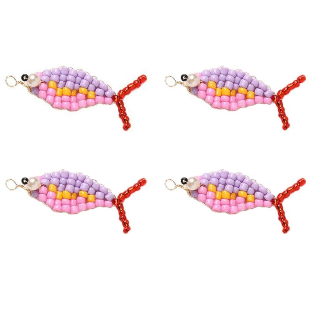 4pcs/set Handmade Craft Beads Diy Charms 3D Fish Shaped Bag Pendant Hairpin Making Kit