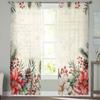 Christmas Poinsettia Berry Curtains For Living Room Bedroom Home Decoration Window Voile Tulle Curtain Drapes