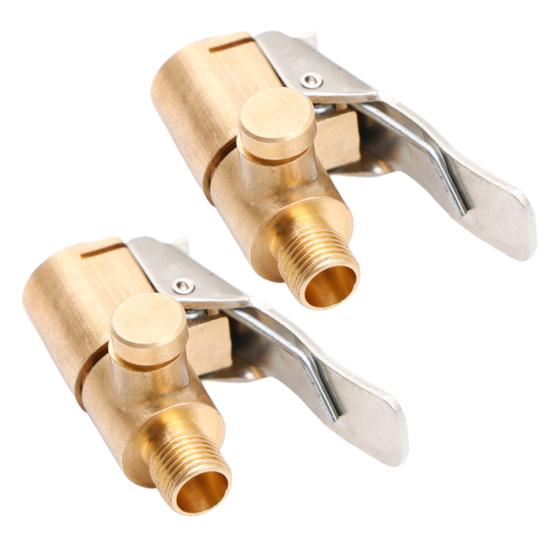 2 шт. Латунные насадки для накачки шин с фиксатором, Пневматический зажим с силиконовым уплотнением, Быстроразъемный зажим для вентиля шины, для автомобильного насоса, Портативный, Противоутечка, Адаптер