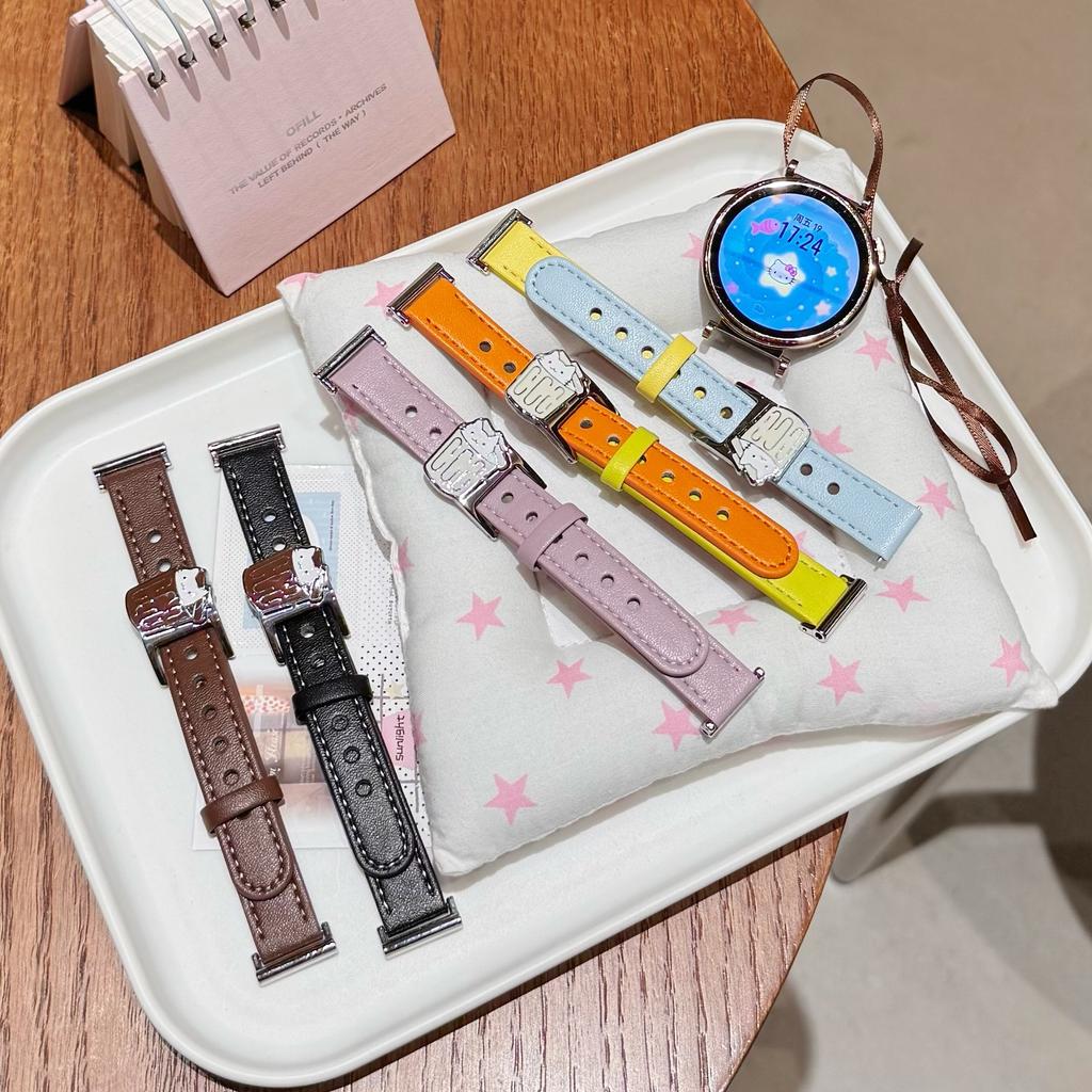 Suitable for Huawei gt6 watch gt5 coffee kitten watch4pro leather Xiaomi 8910 Apple S11 strap