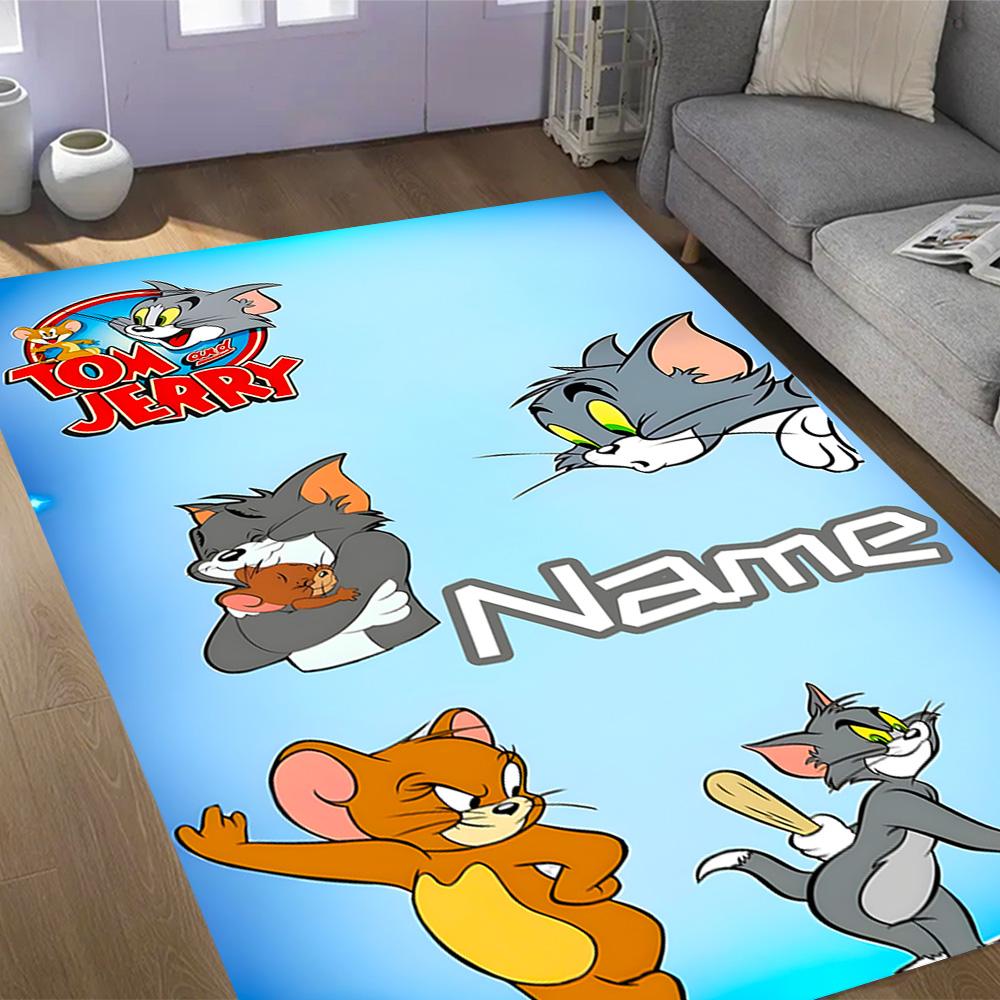 Looney Floral Friends Art Customized Name Area Rug Suitable for Balcony Entryway Outdoor Playrooms Anti-slip Rug Office home decor Birthday/Christmas