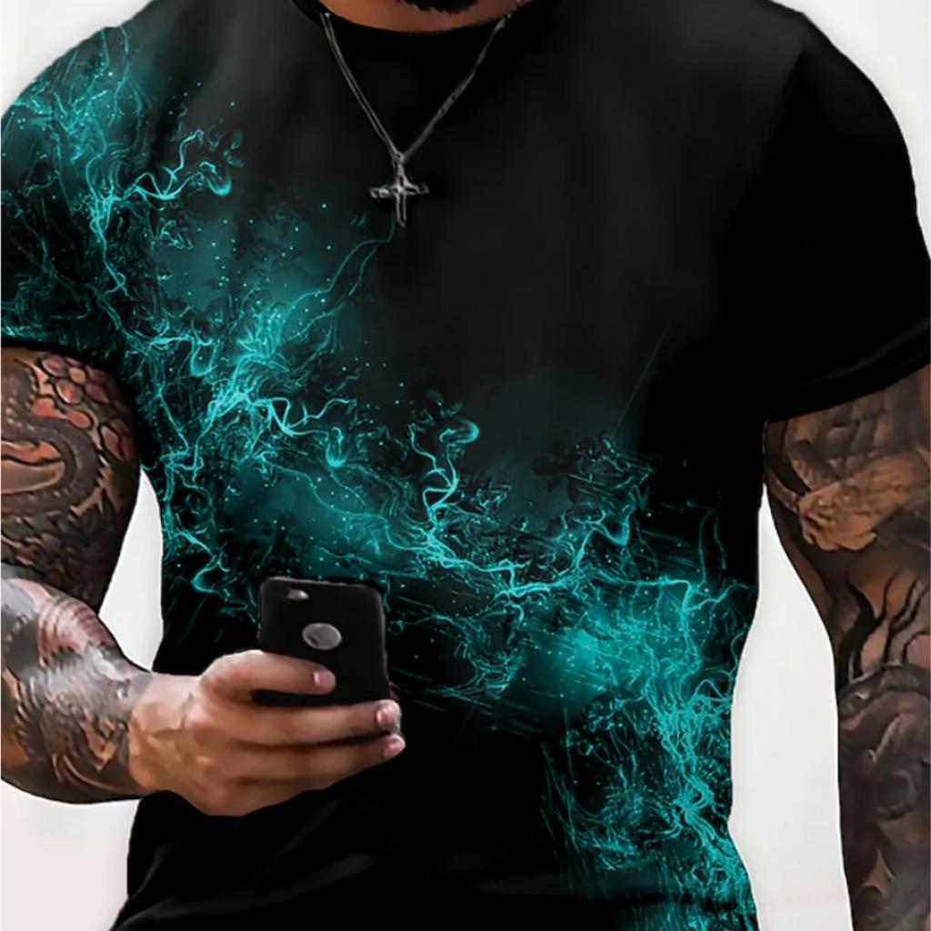 Short Sleeve Blouse Men Oversized T-shirt Short Holiday T Shirt Business Novelty Patriotic Soft Crewneck Loose Fit Polyester