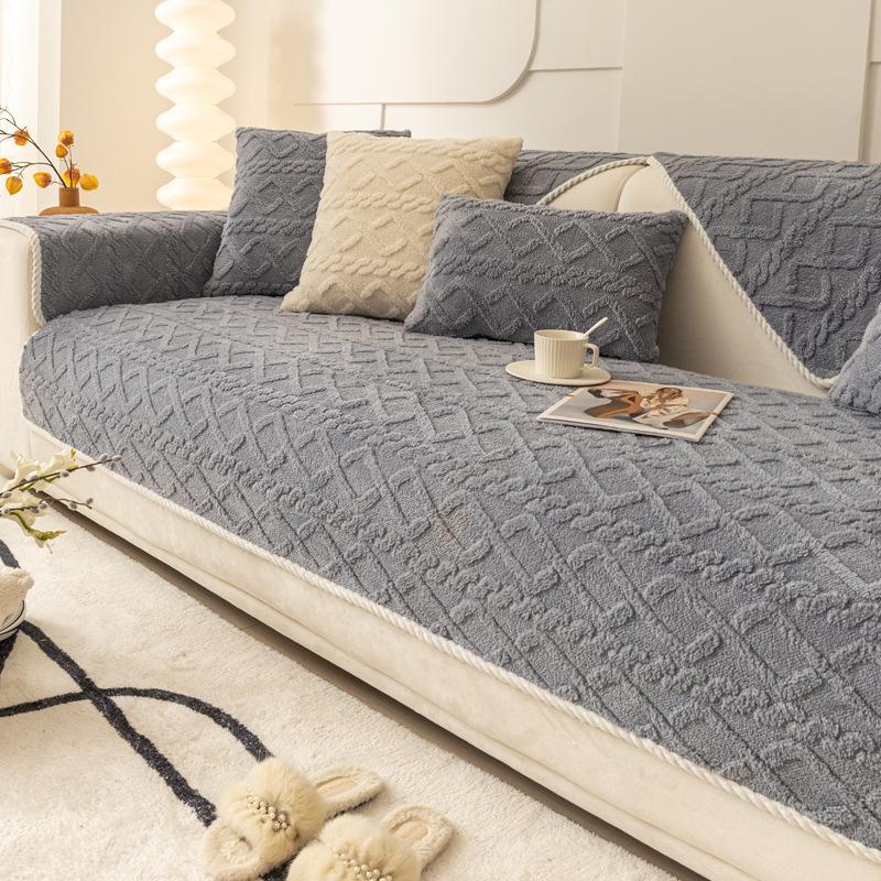 Winter Plush Thickened Sofa Cushion Winter Thickened Cushion New Non-slip High-grade Fabric Sofa Cover Cover Towel