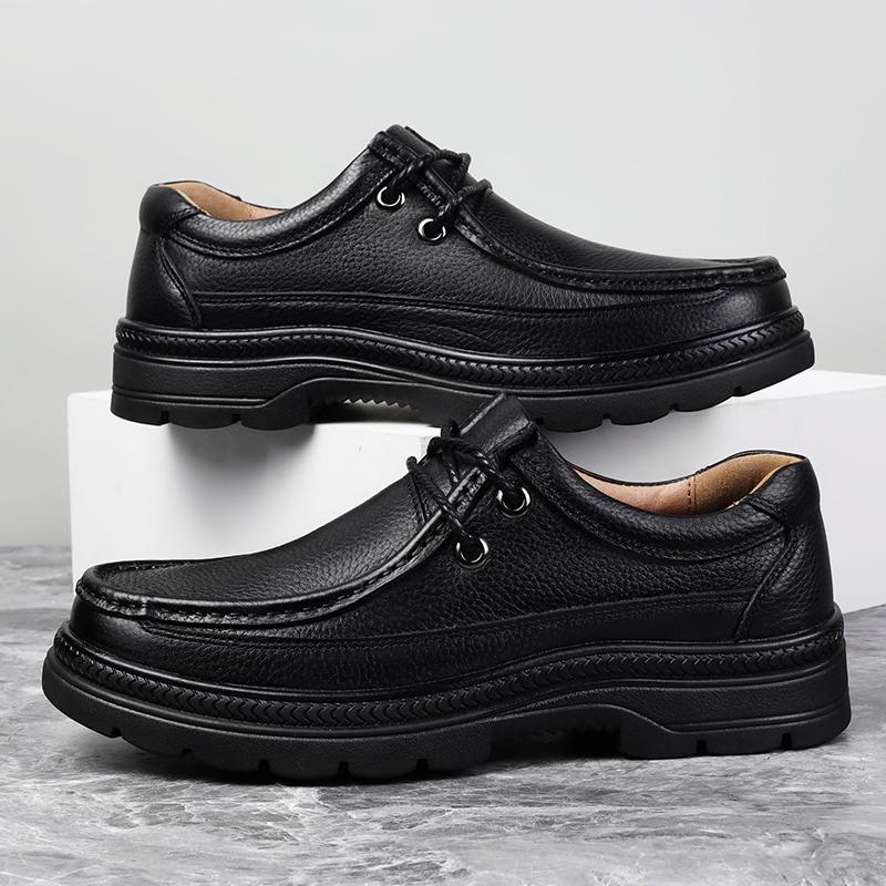 Fashion 2024 Autumn Men Casual Shoes Genuine Leather Work Shoes Male Lace-up Flats Sneakers Platform Versatile Business Dress Shoes
